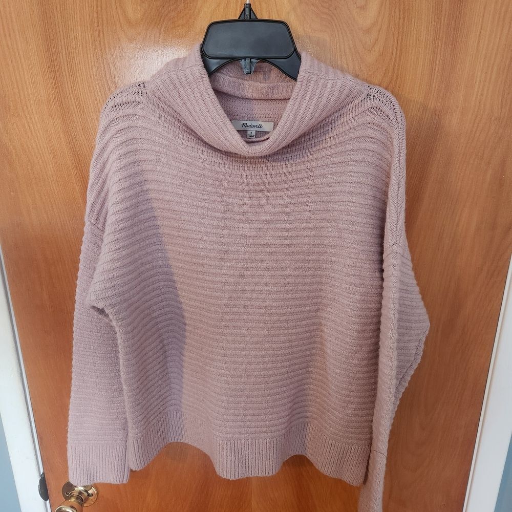 Madewell Belmont Mock Neck Wool Blend Ribbed Sweater